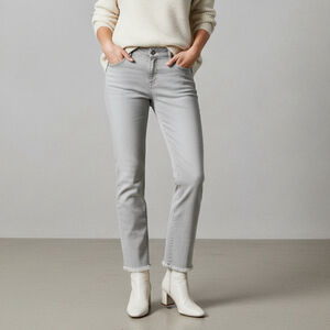 LOFT Light gray denim jeans raw hem skinny straight 28 Minimalist Quiet Luxury